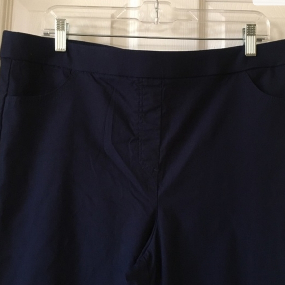 Alfred Dunner Navy Pants Size 16 Women's Flat Front Pull On Elastic Waist Blue - Picture 5 of 8